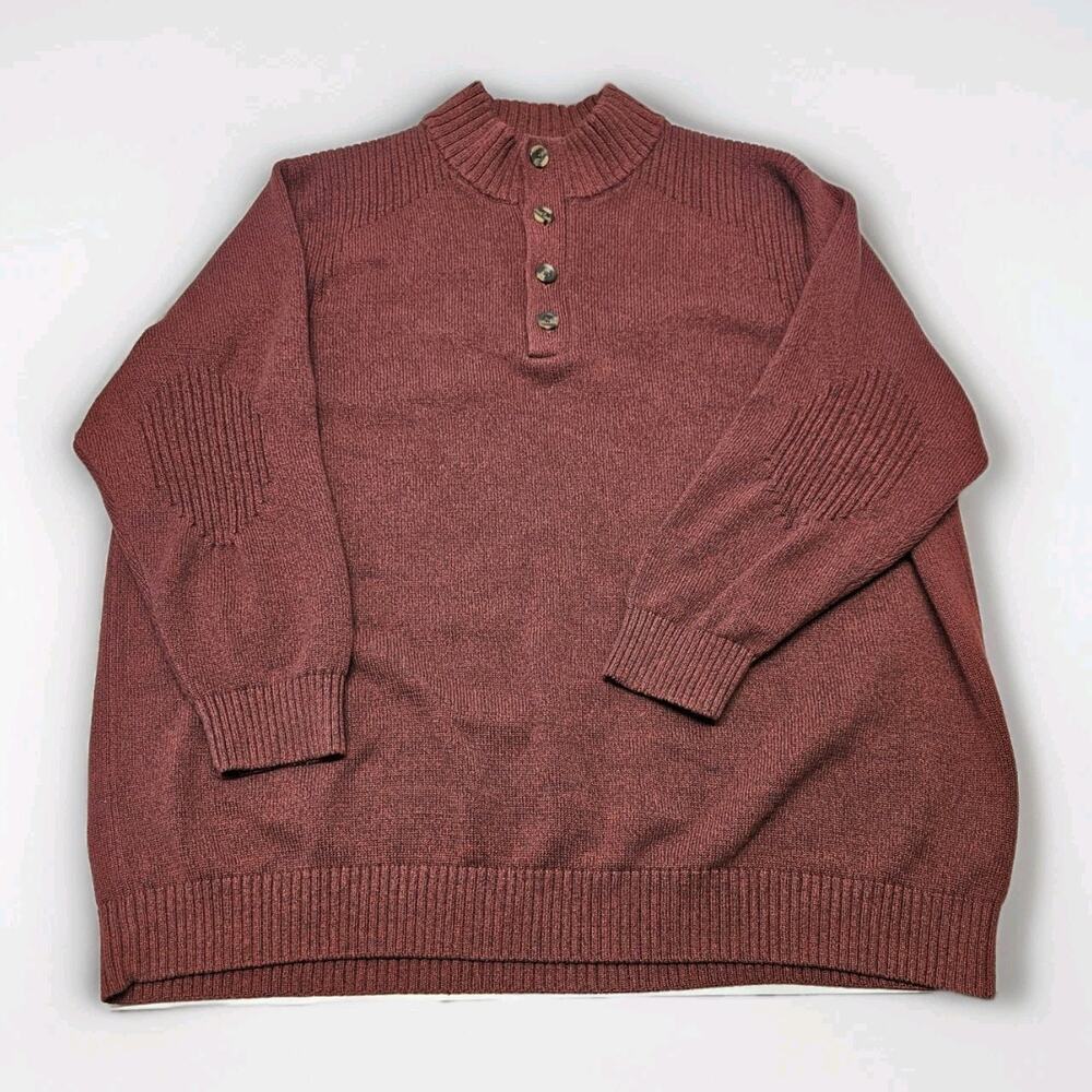 Oak Hill Sweater 6XL Burgundy Pullover Casual Dress Knit Buttons Business Casual